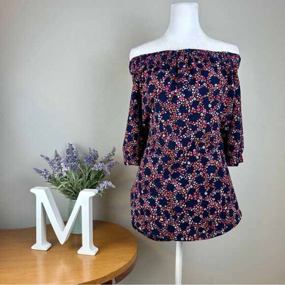 MICHAEL Kors Floral Off the Shoulder Blouse - Size Small - EUC - Picture 1 of 8